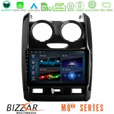 Bizzar M8² Series 8Core Android14 4+32GB  Dacia Duster 2014-2018 Navigation Multimedia Tablet 9" Με Carplay & Android Auto