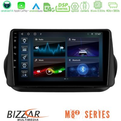 Bizzar M8² Series 8Core Android14 4+32GB  Fiat Fiorino/Citroen Nemo/Peugeot Bipper Navigation Multimedia Tablet 9" Με Carplay & Android Auto