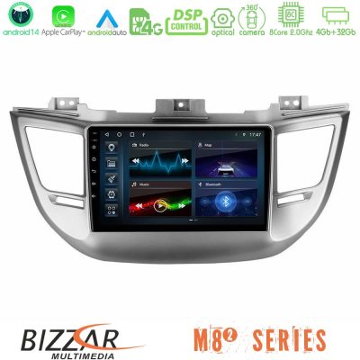Bizzar M8² Series 8Core Android14 4+32GB  Hyundai Tucson 2015-2018 Navigation Multimedia Tablet 9" Με Carplay & Android Auto