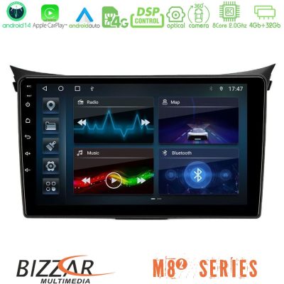 Bizzar M8² Series 8Core Android14 4+32GB  Hyundai i30 2012-2017 Navigation Multimedia Tablet 9" Με Carplay & Android Auto