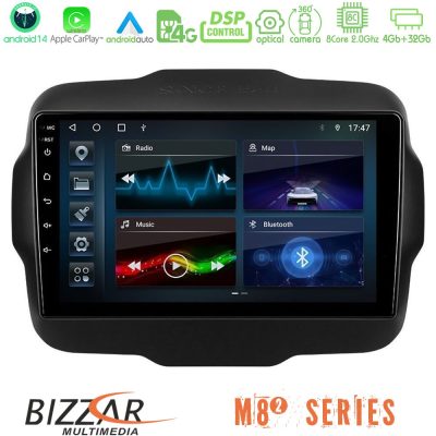 Bizzar M8² Series 8Core Android14 4+32GB  Jeep Renegade 2015-2019 Navigation Multimedia Tablet 9" Με Carplay & Android Auto