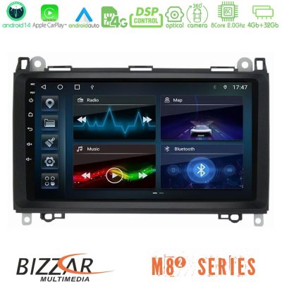 Bizzar M8² Series 8Core Android14 4+32GB  Mercedes A/B/Vito/Sprinter Class Navigation Multimedia Tablet 9" Με Carplay & Android Auto