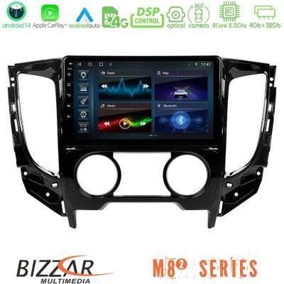 Bizzar M8² Series 8Core Android14 4+32GB  Mitsubishi L200 2016-> & Fiat Fullback (Manual A/C) Navigation Multimedia Tablet 9" Με Carplay & Android Auto