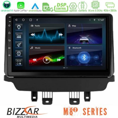 Bizzar M8² Series 8Core Android14 4+32GB  Mazda 2 2014-2021 Navigation Multimedia Tablet 9"  Με Carplay & Android Auto