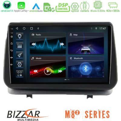 Bizzar M8² Series 8Core Android14 4+32GB  Renault Clio 2005-2012 Navigation Multimedia Tablet 9" Με Carplay & Android Auto