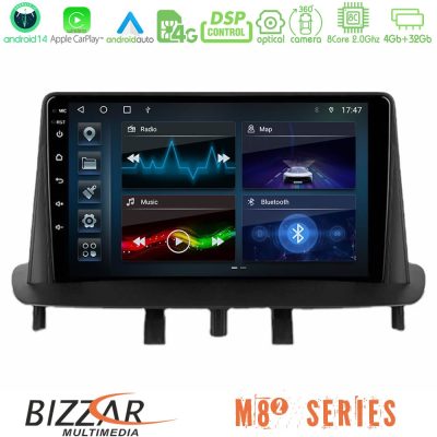 Bizzar M8² Series 8Core Android14 4+32GB  Renault Megane 3 2009-2013 Navigation Multimedia Tablet 9" Με Carplay & Android Auto