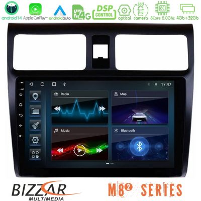 Bizzar M8² Series 8Core Android14 4+32GB  Suzuki Swift 2005-2010 Navigation Multimedia Tablet 10" Με Carplay & Android Auto