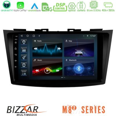 Bizzar M8² Series 8Core Android14 4+32GB  Suzuki Swift 2011-2016 Navigation Multimedia Tablet 9" Με Carplay & Android Auto