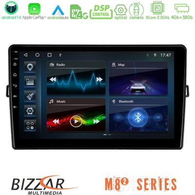 Bizzar M8² Series 8Core Android14 4+32GB  Toyota Auris Navigation Multimedia Tablet 10" Με Carplay & Android Auto