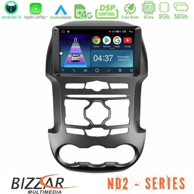 Bizzar ND2 Series 8Core Android14 2+32GB  Ford Ranger 2012-2016 Navigation Multimedia Tablet 9" Με Carplay & Android Auto