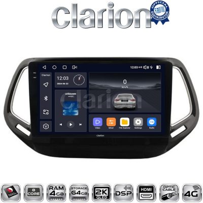 CLARION GL74253 Οθόνη OEM Multimedia Αυτοκινήτου για JEEP COMPASS 2017> (CarPlay/AndroidAuto/BT/GPS/WIFI/GPRS)