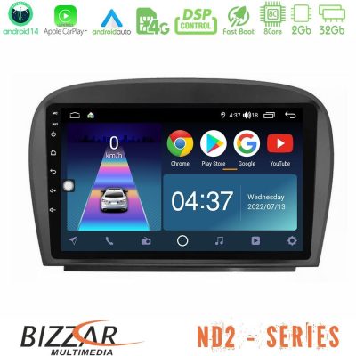 Bizzar ND2 Series 8Core Android14 2+32GB  Mercedes SL Class 2005-2011 Navigation Multimedia Tablet 9" Με Carplay & Android Auto