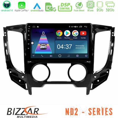 Bizzar ND2 Series 8Core Android14 2+32GB  Mitsubishi L200 2016-> & Fiat Fullback (Manual A/C) Navigation Multimedia Tablet 9" Με Carplay & Android Auto