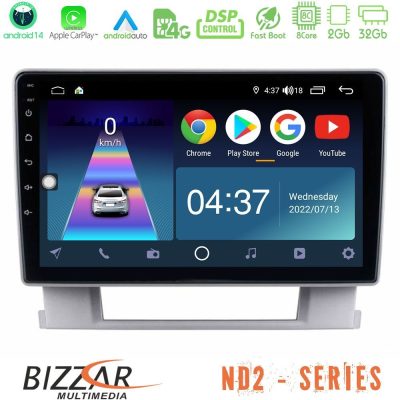 Bizzar ND2 Series 8Core Android14 2+32GB  Opel Astra J 2010-2014 Navigation Multimedia Tablet 9" Με Carplay & Android Auto