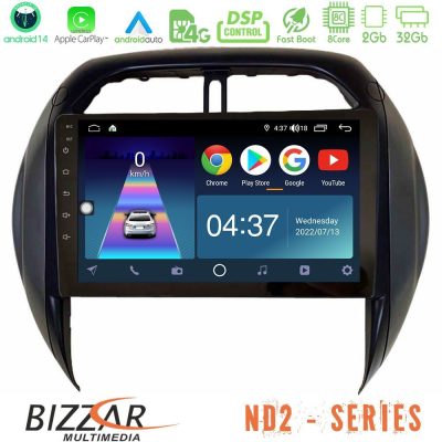 Bizzar ND2 Series 8Core Android14 2+32GB  Toyota RAV4 2001-2005 (Auto A/C) Navigation Multimedia Tablet 9" Με Carplay & Android Auto
