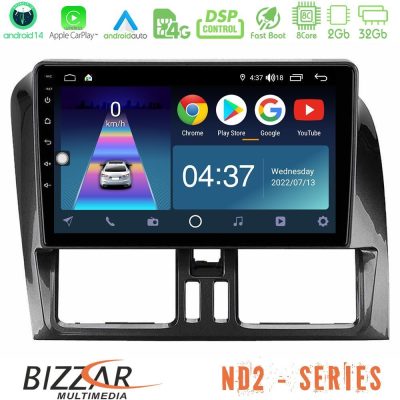 Bizzar ND2 Series 8Core Android14 2+32GB  Volvo XC60 2009-2012 Navigation Multimedia Tablet 9" Με Carplay & Android Auto