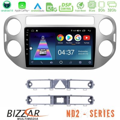 Bizzar ND2 Series 8Core Android14 2+32GB  VW Tiguan Navigation Multimedia Tablet 9" Με Carplay & Android Auto