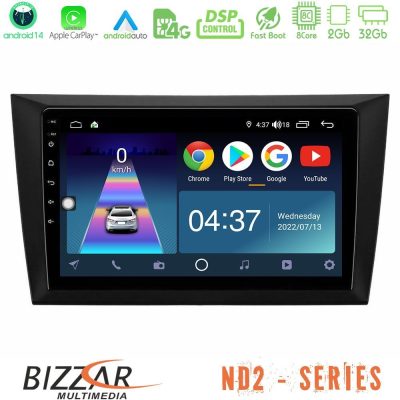 Bizzar ND2 Series 8Core Android14 2+32GB  Vw Golf 6 Navigation Multimedia Tablet 9" Με Carplay & Android Auto