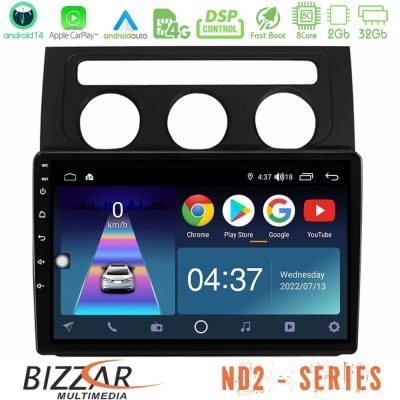 Bizzar ND2 Series 8Core Android14 2+32GB     VW Touran 2003-2011 Navigation Multimedia Tablet 9"  Με Carplay & Android Auto