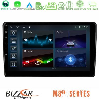Bizzar M8² Series 8Core Android14 4+32GB  Toyota Yaris 1999 - 2006 Navigation Multimedia Tablet 9"  Με Carplay & Android Auto