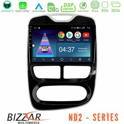Bizzar ND2 Series 8Core Android14 2+32GB  Renault Clio 2012-2016 Navigation Multimedia Tablet 10" Με Carplay & Android Auto