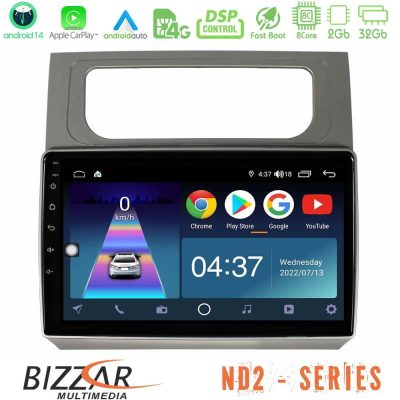Bizzar ND2 Series 8Core Android14 2+32GB  VW Touran 2011-2015 Navigation Multimedia Tablet 10" Με Carplay & Android Auto